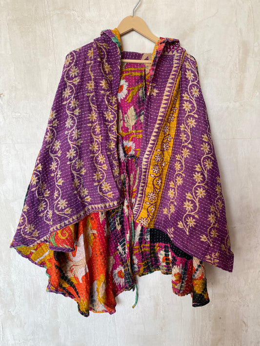 Kantha Hood Poncho KHDK 171