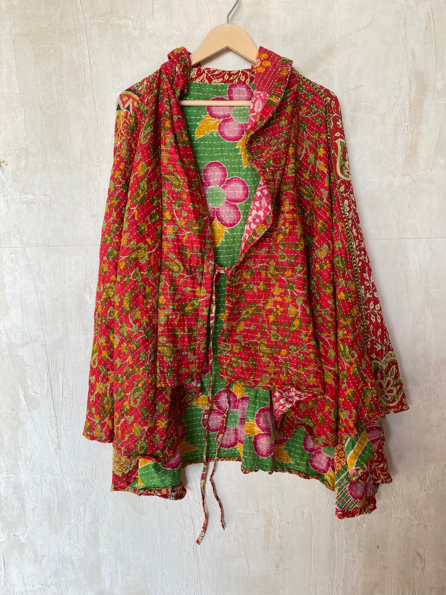 Kantha Hood Poncho KHDK 173