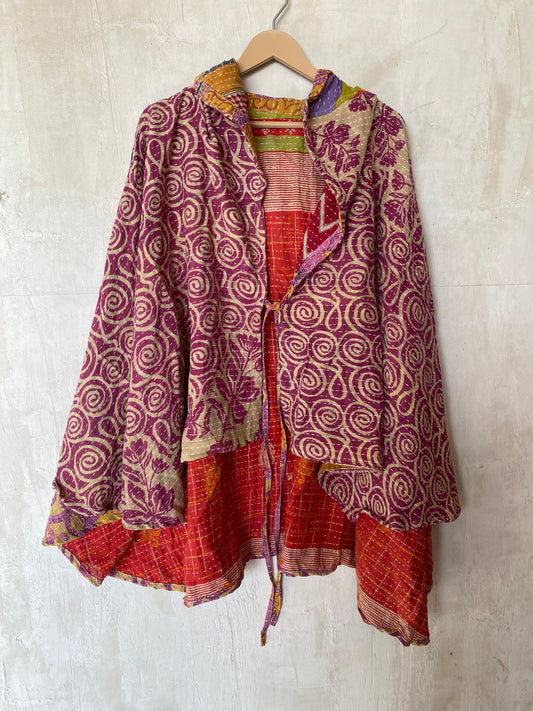 Kantha Hood Poncho KHDK 174