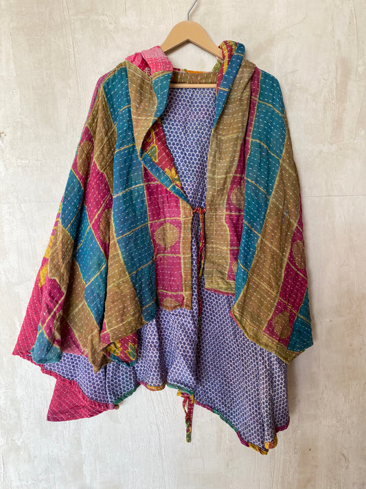 Kantha Hood Poncho KHDK 178