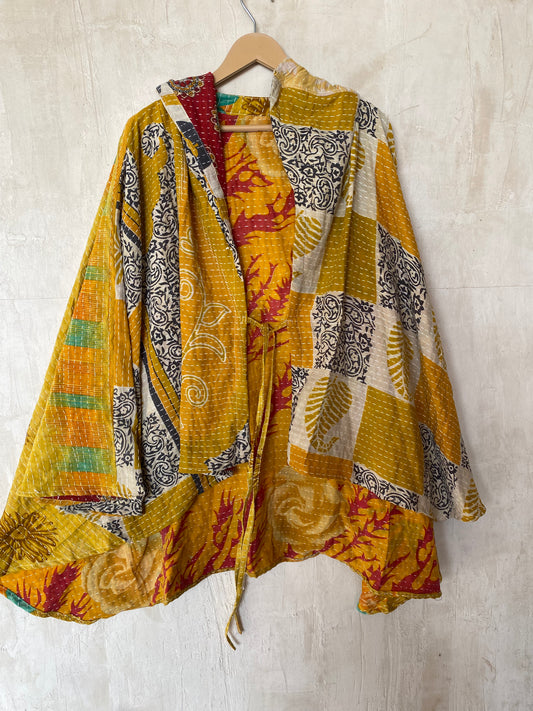 Kantha Hood Poncho KHDK 18