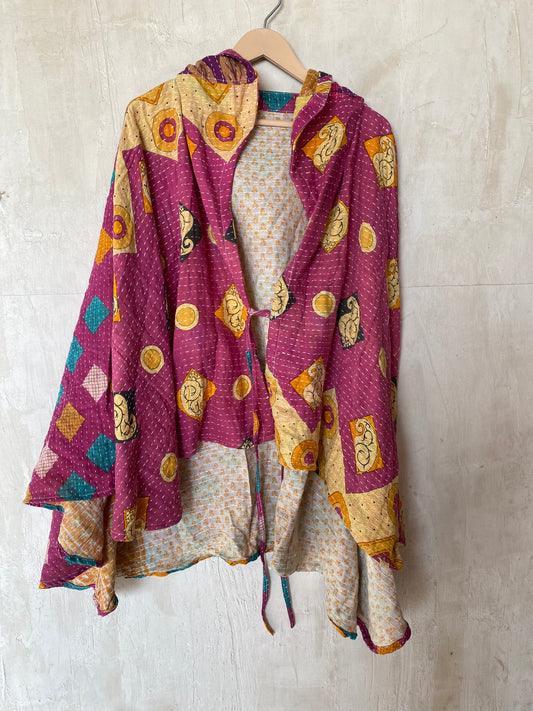 Kantha Hood Poncho KHDK 180