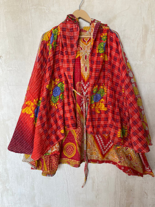 Kantha Hood Poncho KHDK 181