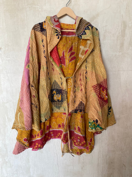 Kantha Hood Poncho KHDK 182