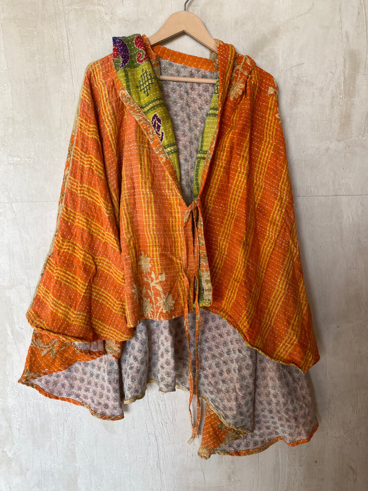 Kantha Hood Poncho KHDK 183