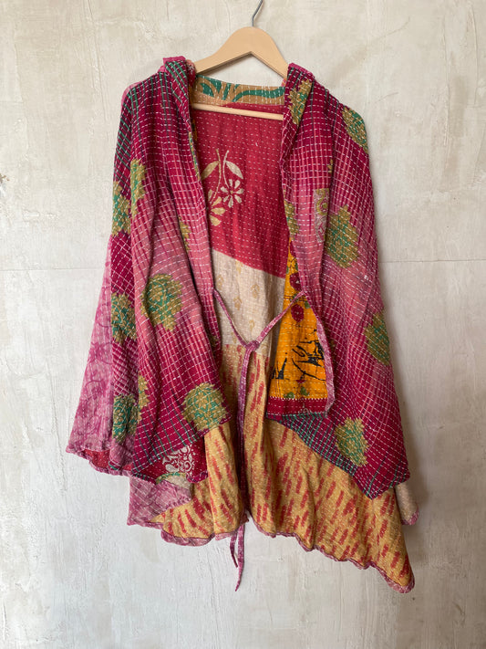 Kantha Hood Poncho KHDK 188