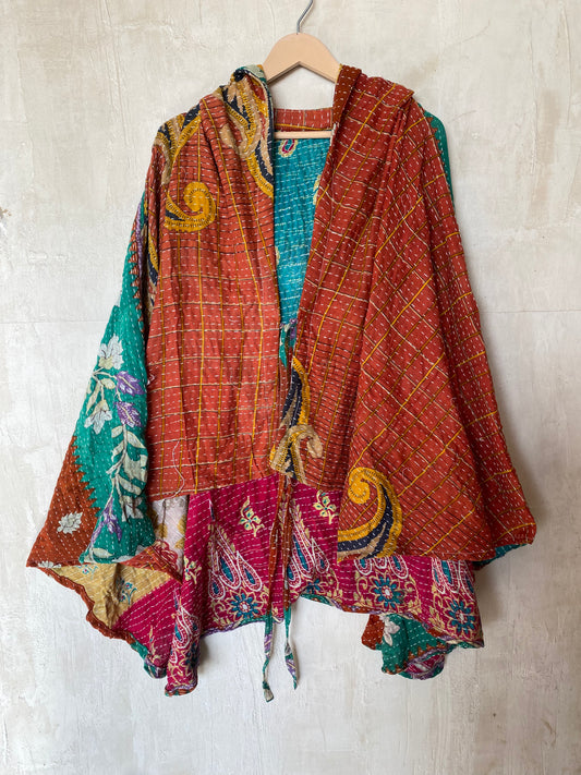 Kantha Hood Poncho KHDK 189