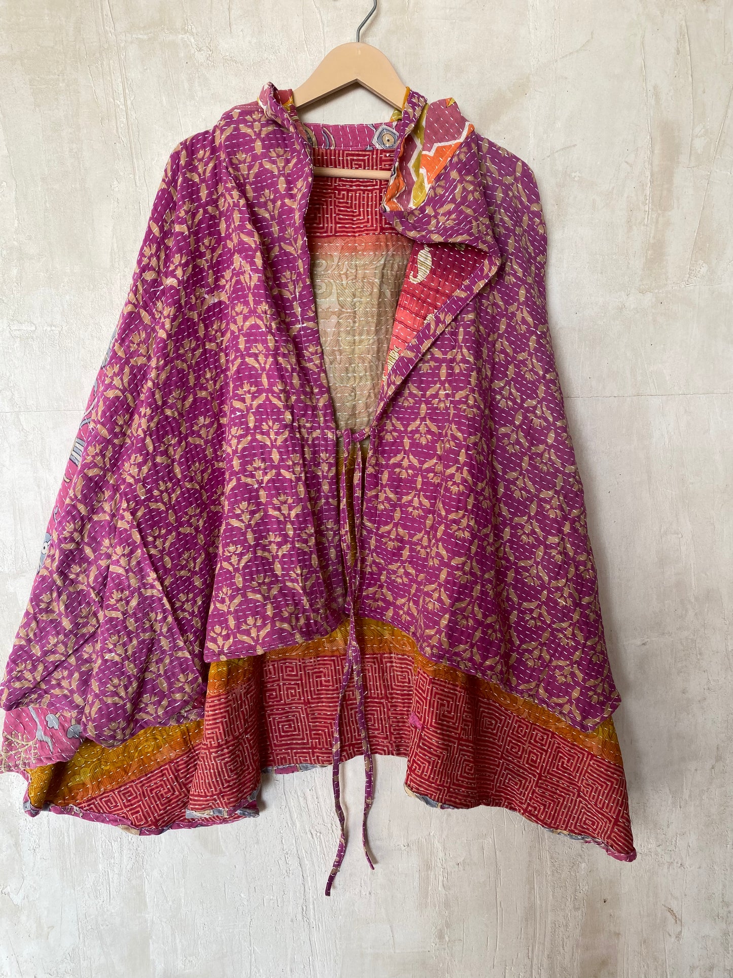 Kantha Hood Poncho KHDK 19