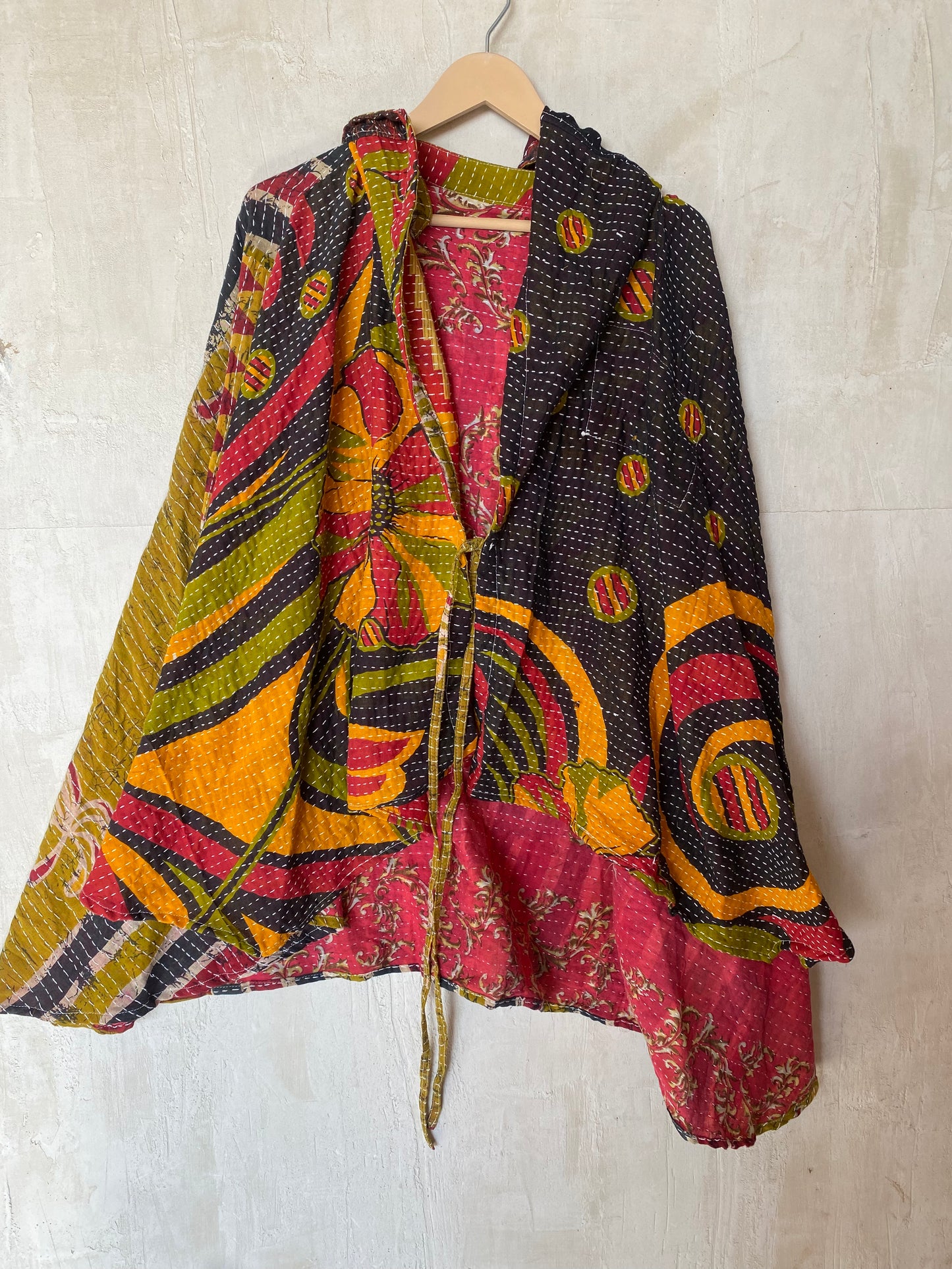 Kantha Hood Poncho KHDK 191