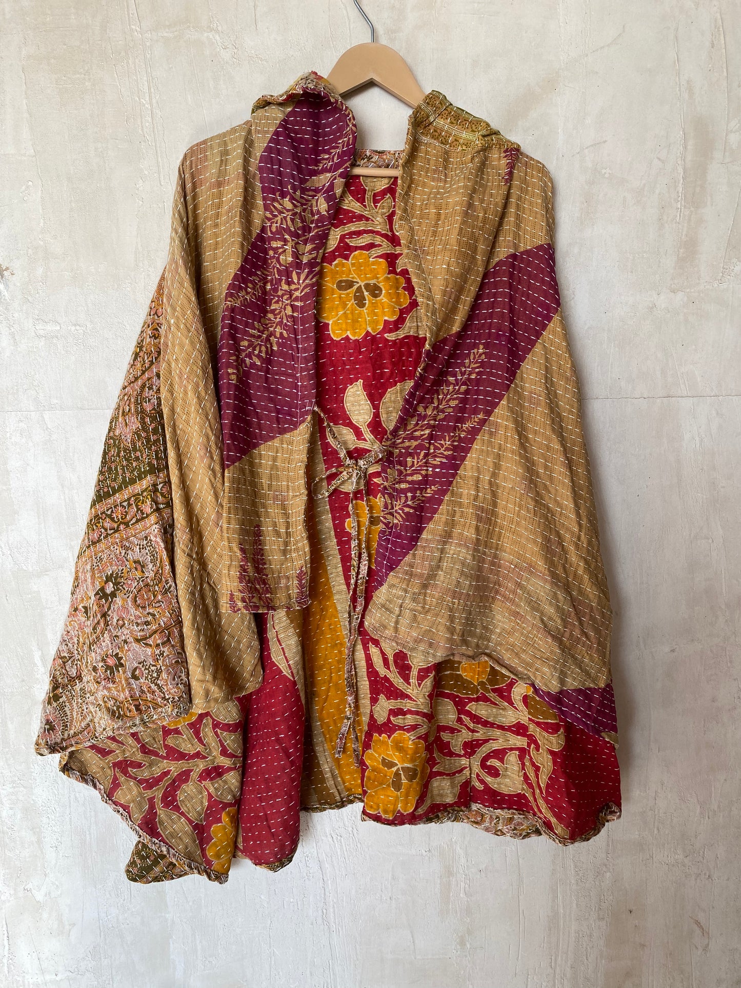 Kantha Hood Poncho KHDK 193