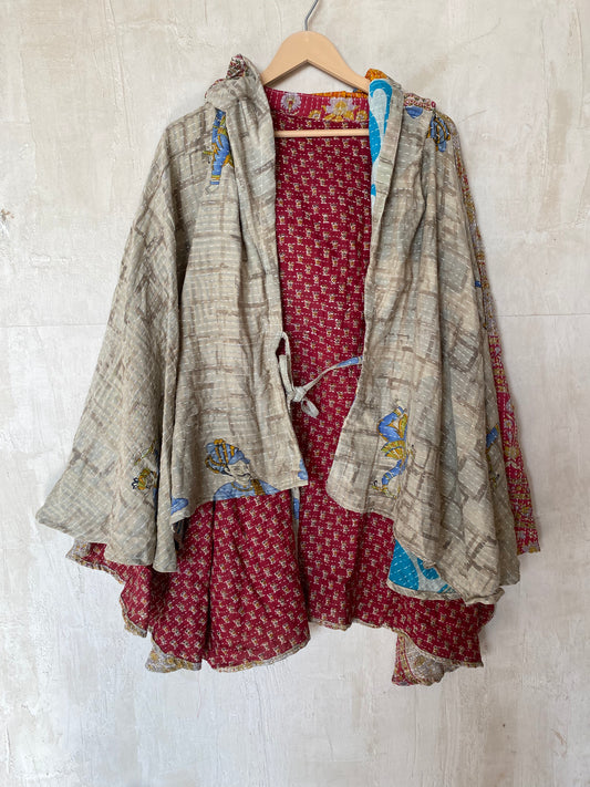 Kantha Hood Poncho KHDK 195