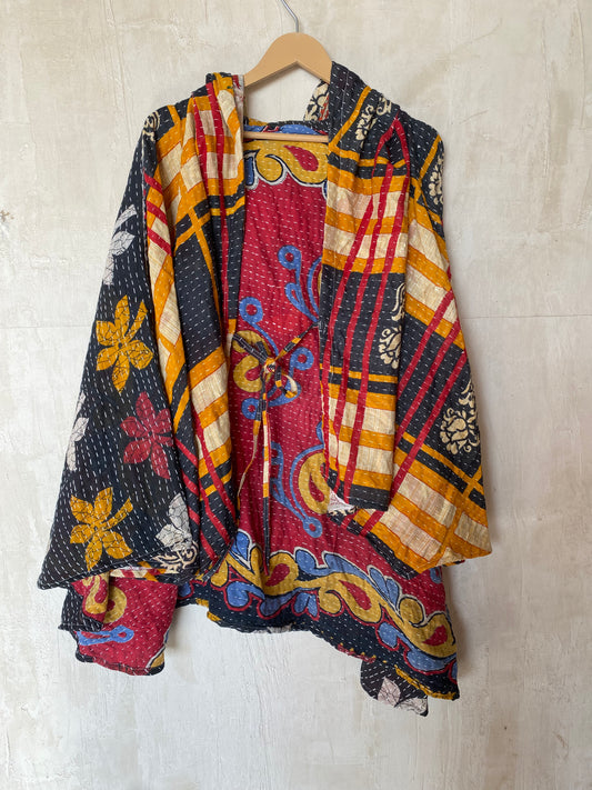 Kantha Hood Poncho KHDK 196