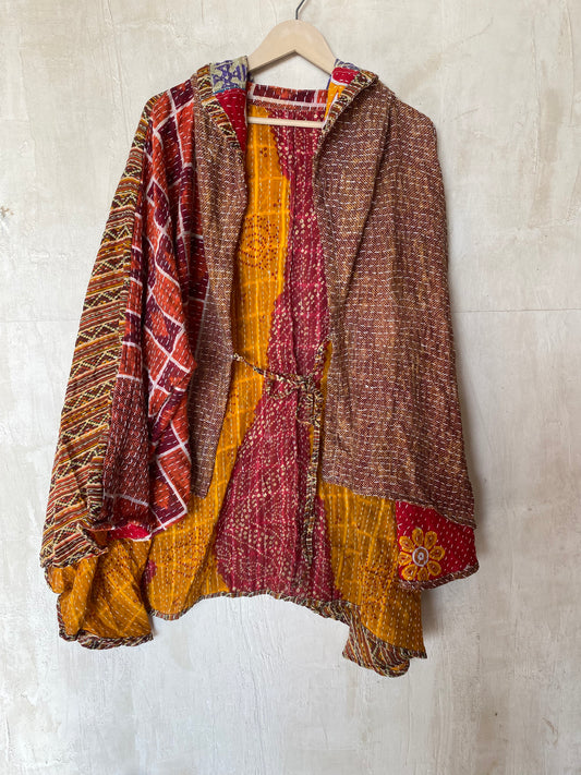 Kantha Hood Poncho KHDK 197