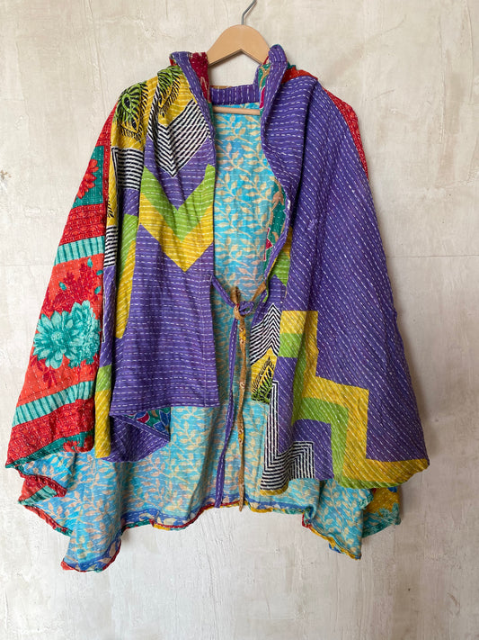 Kantha Hood Poncho KHDK 198