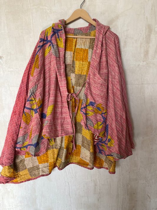 Kantha Hood Poncho KHDK 199