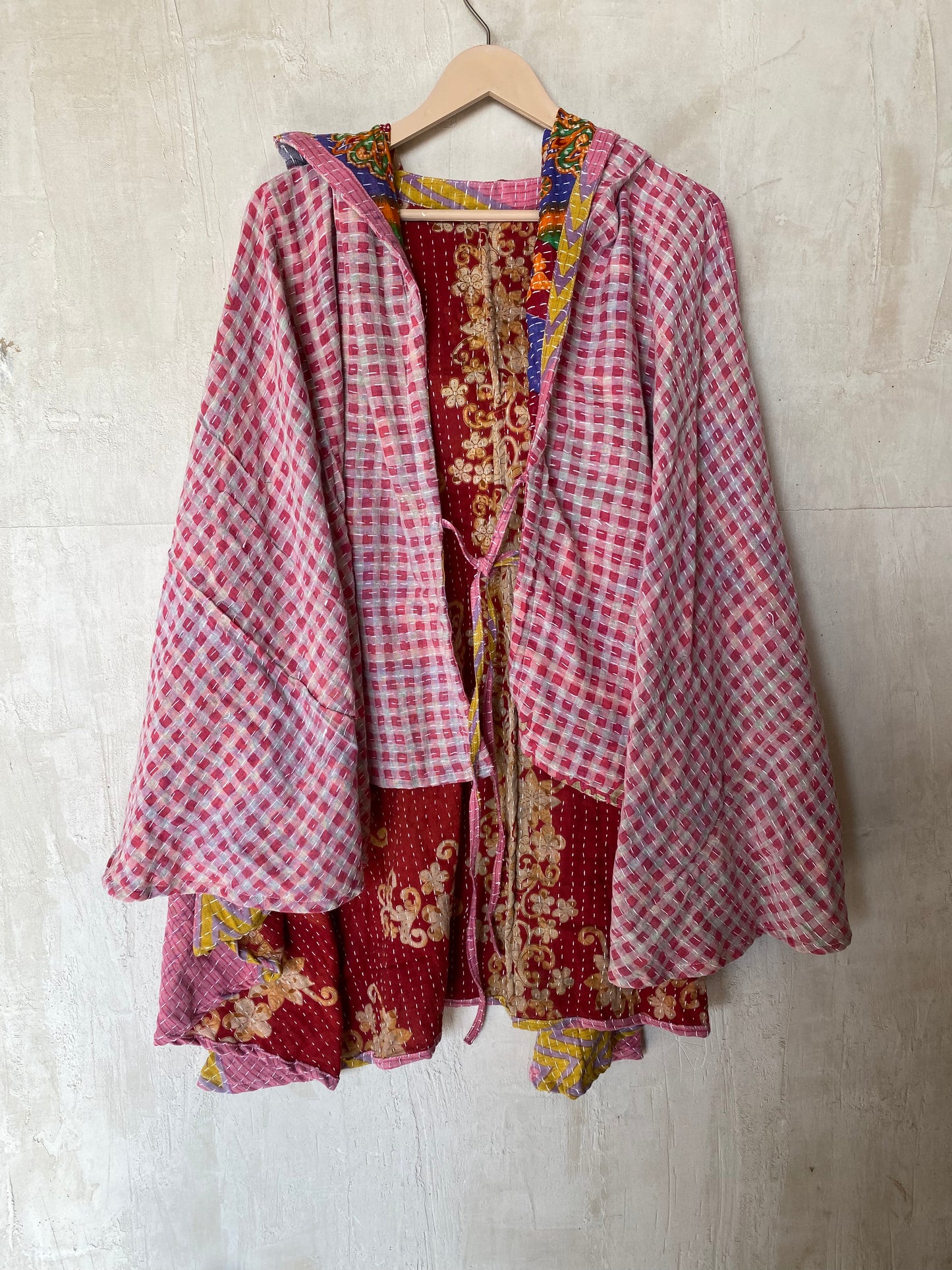 Kantha Hood Poncho KHDK 201