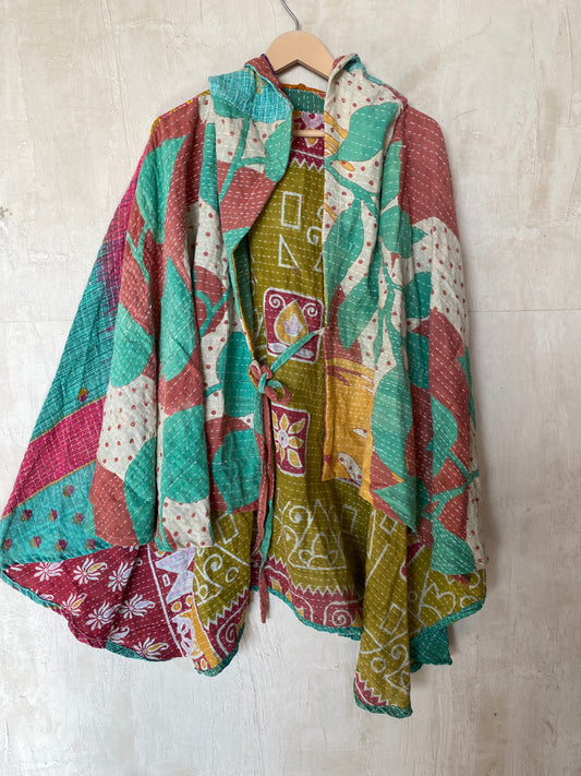 Kantha Hood Poncho KHDK 202