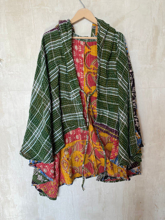 Kantha Hood Poncho KHDK 203