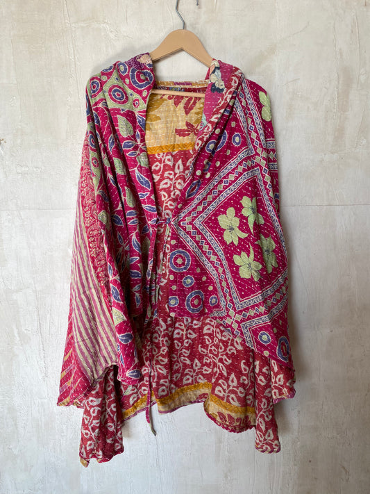 Kantha Hood Poncho KHDK 205