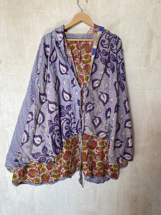 Kantha Hood Poncho KHDK 206