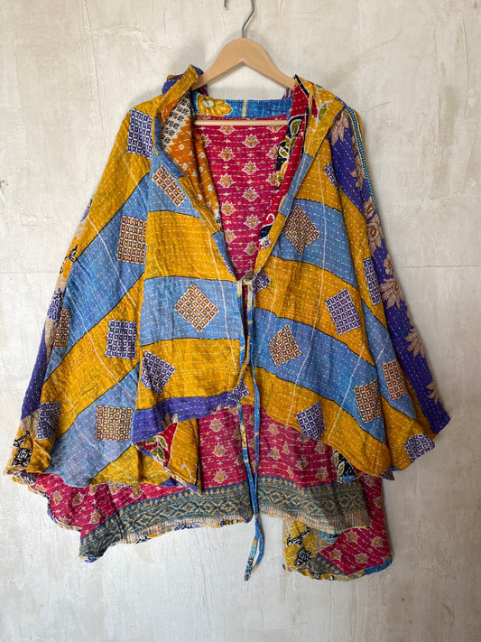 Kantha Hood Poncho KHDK 207