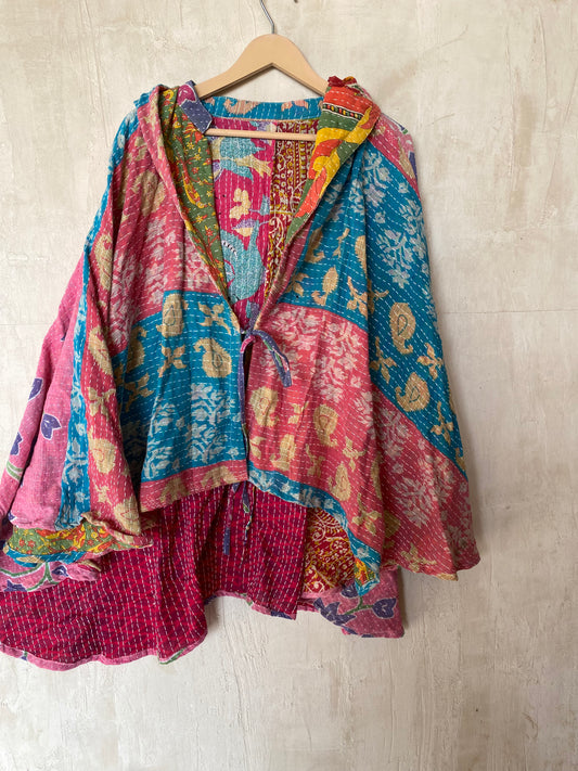 Kantha Hood Poncho KHDK 21