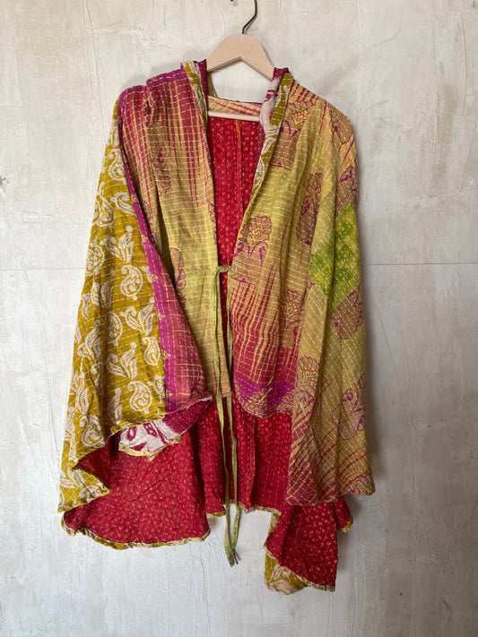 Kantha Hood Poncho KHDK 212