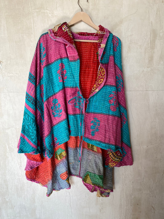 Kantha Hood Poncho KHDK 213