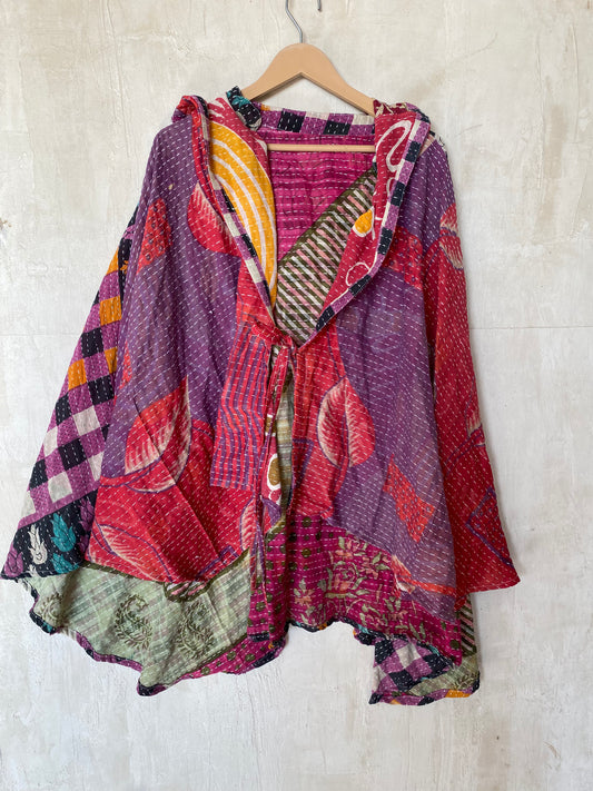 Kantha Hood Poncho KHDK 216