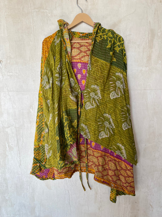 Kantha Hood Poncho KHDK 219