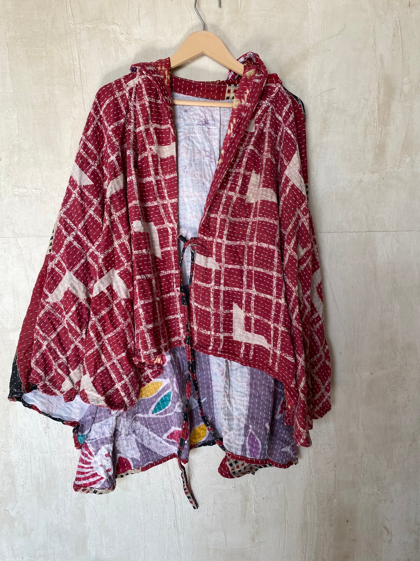 Kantha Hood Poncho KHDK 226