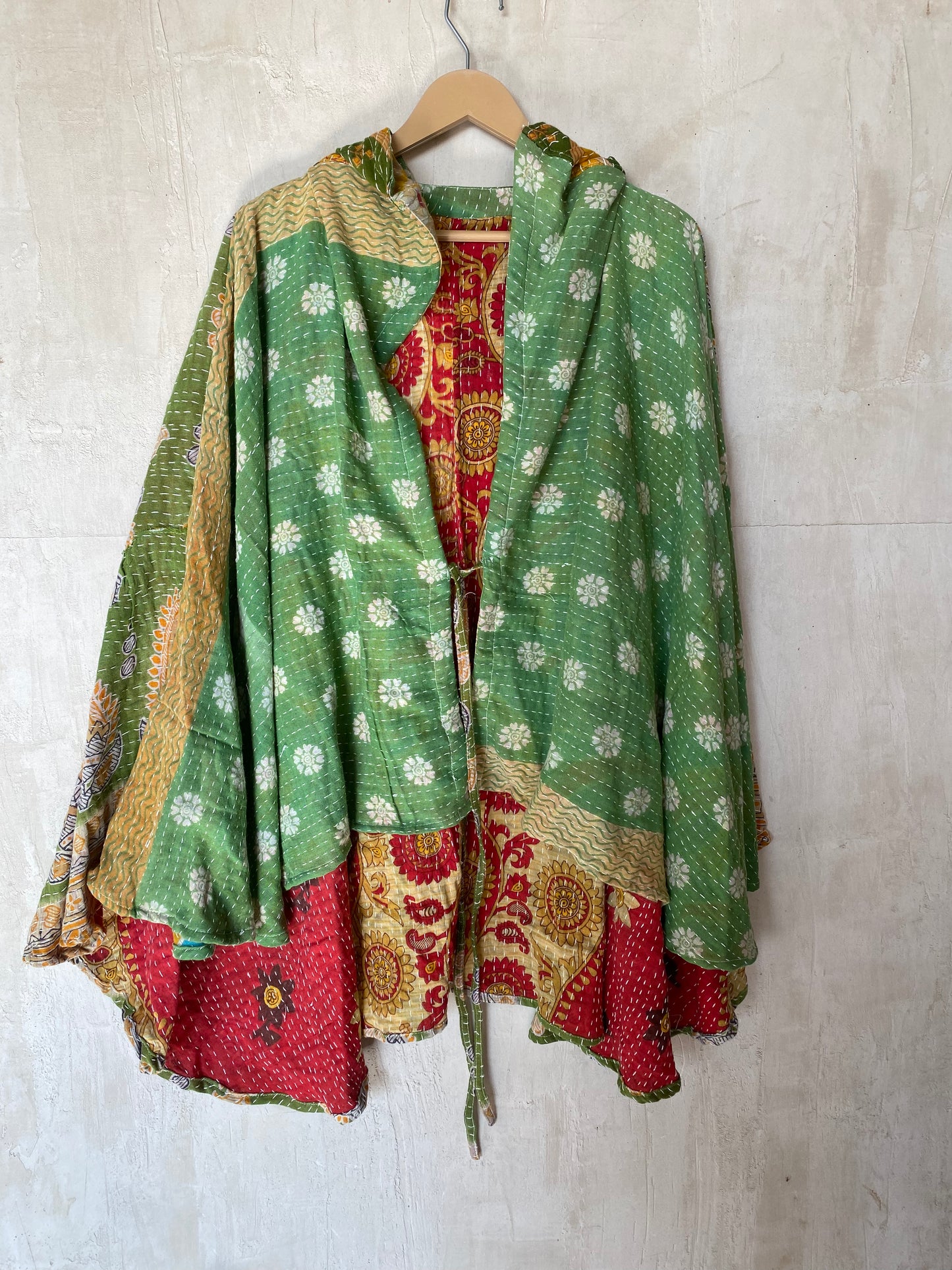 Kantha Hood Poncho KHDK 228