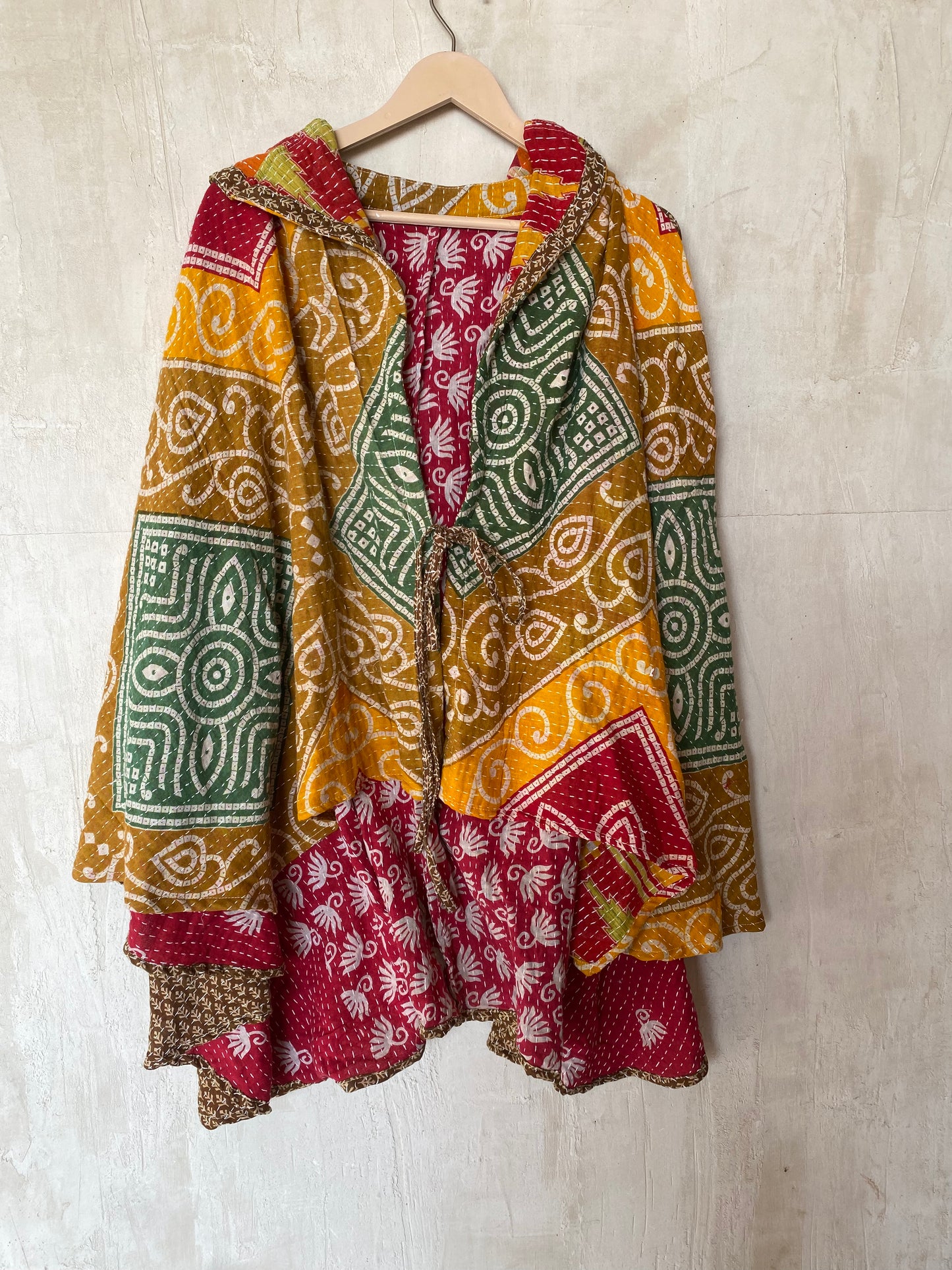 Kantha Hood Poncho KHDK 23