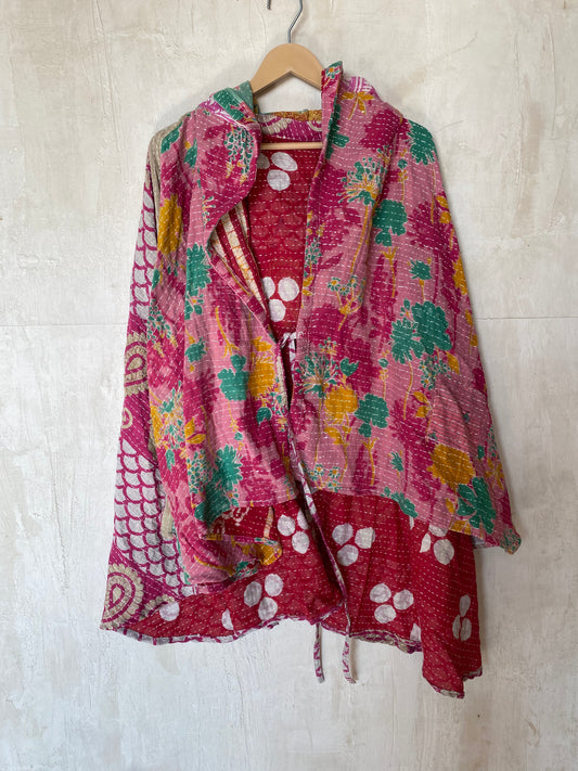 Kantha Hood Poncho KHDK 246