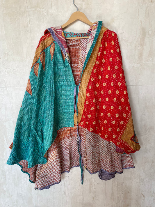 Kantha Hood Poncho KHDK 248