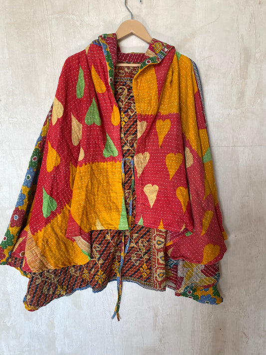 Kantha Hood Poncho KHDK 249