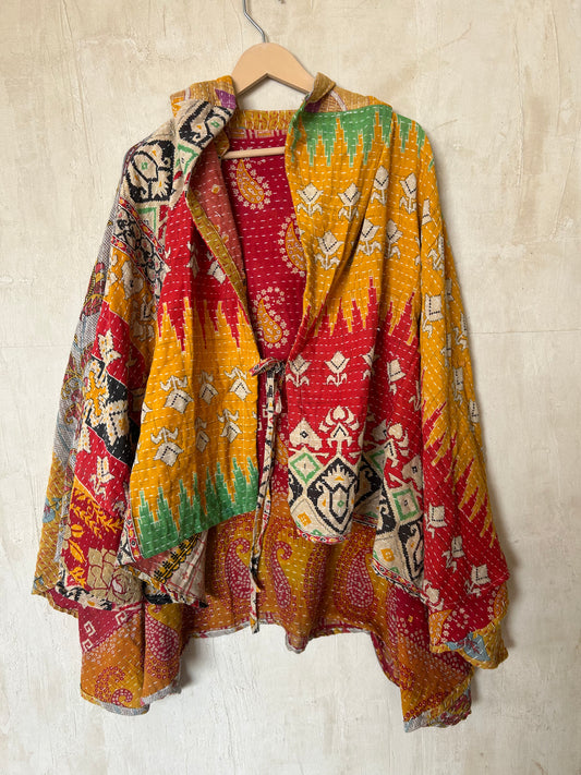 Kantha Hood Poncho KHDK 253