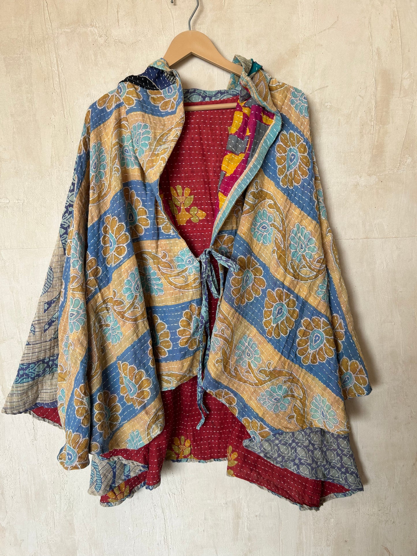 Kantha Hood Poncho KHDK 254