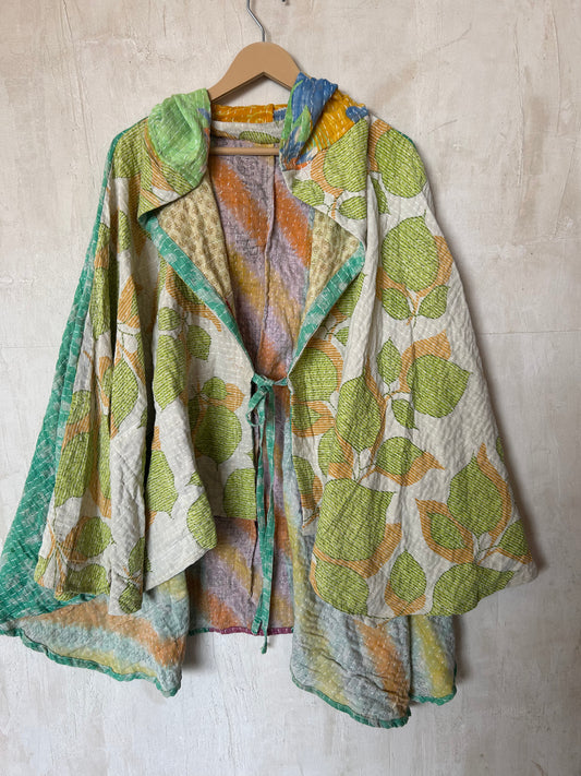 Kantha Hood Poncho KHDK 255