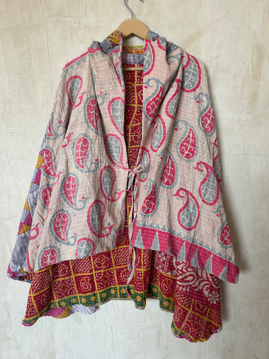 Kantha Hood Poncho KHDK 256