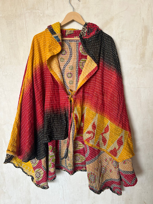 Kantha Hood Poncho KHDK 257