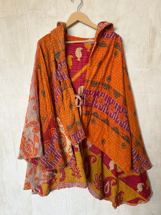 Kantha Hood Poncho KHDK 259