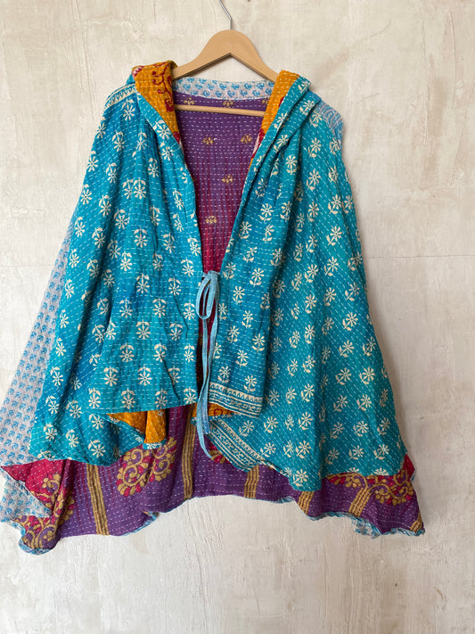 Kantha Hood Poncho KHDK 26