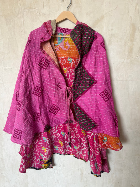 Kantha Hood Poncho KHDK 260