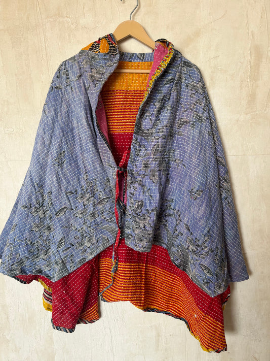 Kantha Hood Poncho KHDK 261