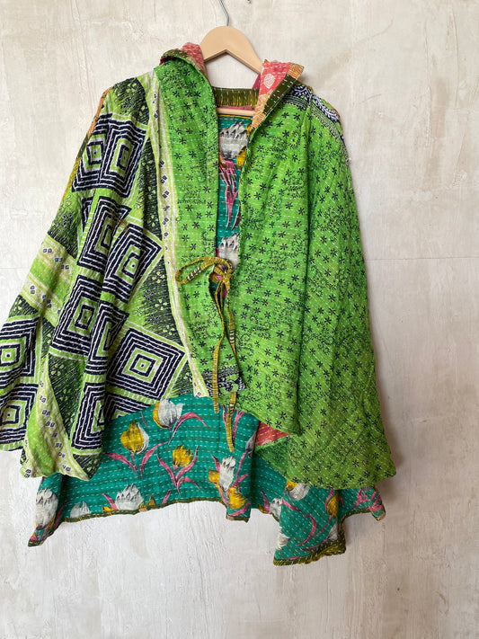 Kantha Hood Poncho KHDK 27