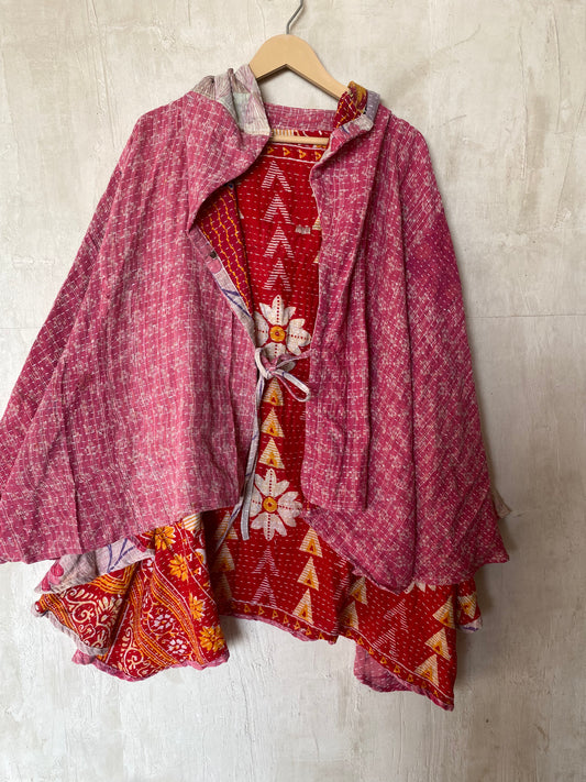 Kantha Hood Poncho KHDK 28