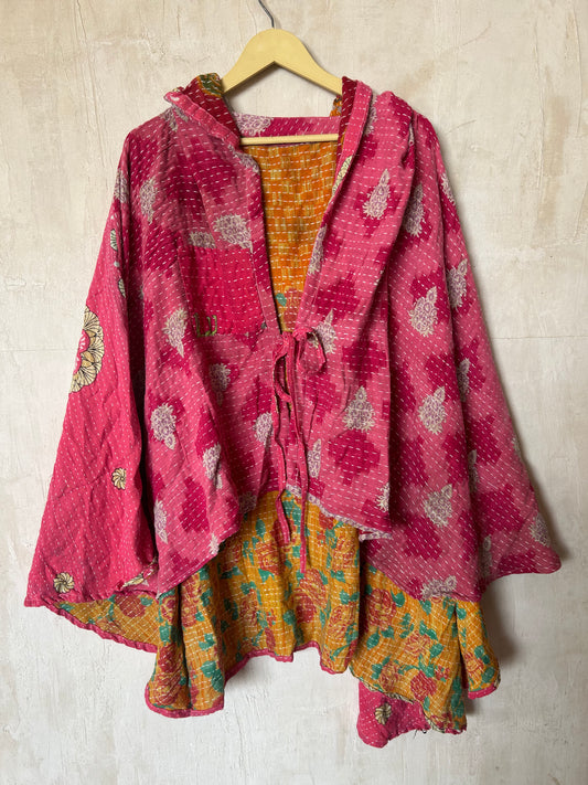 Kantha Hood Poncho KHDK 280