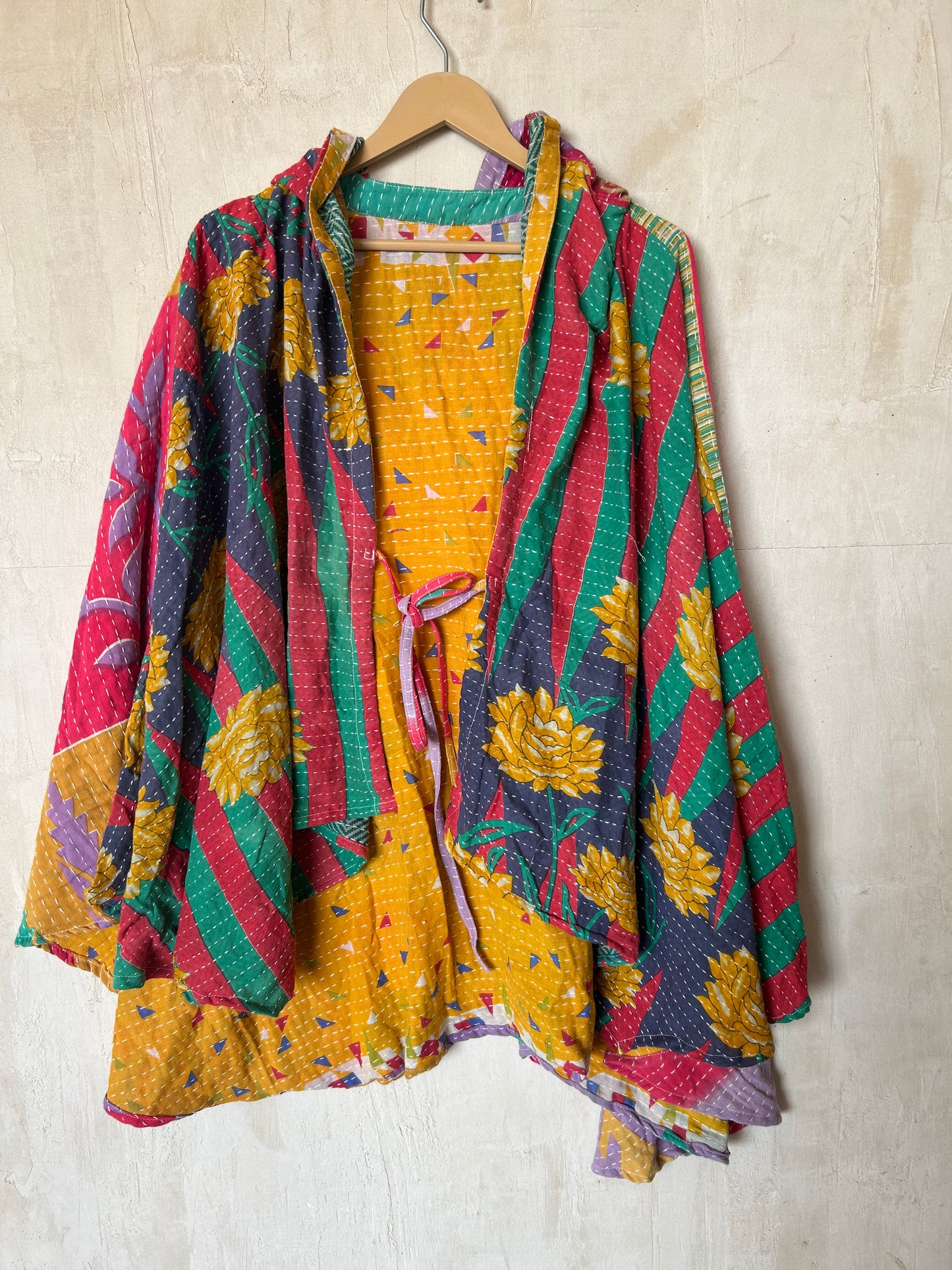 Kantha Hood Poncho KHDK 281