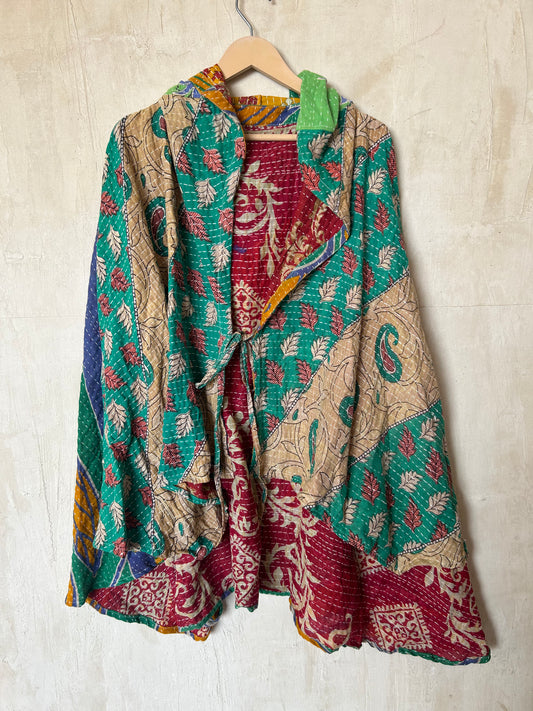 Kantha Hood Poncho KHDK 282